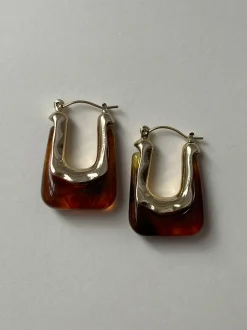 Rectangular Hoops - Brown