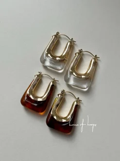 Rectangular Hoops - Brown