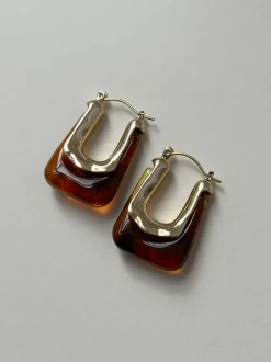 Rectangular Hoops - Brown