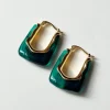 Rectangular Hoops - Marbled Emerald Green