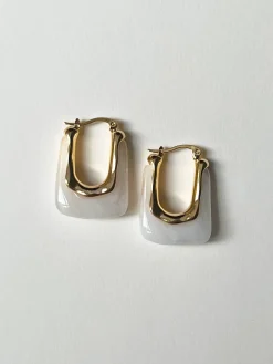 Rectangular Hoops - Marbled White