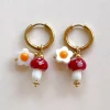 Red Mushroom Hoops with Eggy Flowers