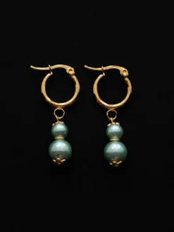 Regal Pearl Hoops - Mint Green