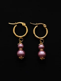 Regal Pearl Hoops - Orchid Pink