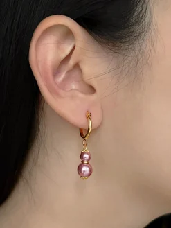 Regal Pearl Hoops - Orchid Pink