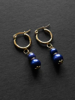 Regal Pearl Hoops - Violet Blue