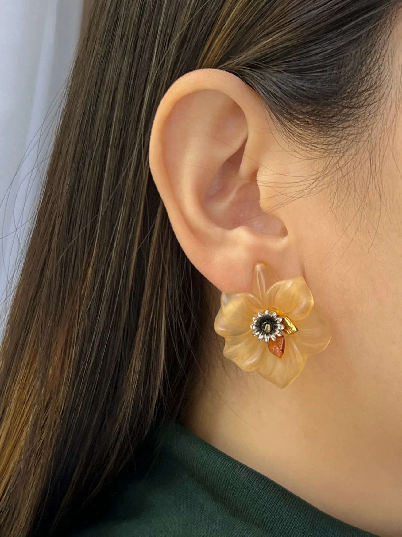 Resin Flower Clip-Ons (Vintage)