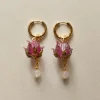 Romantic Hoops - Glass Purple Lotus, Pink Crystal