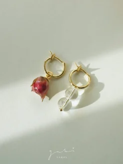 Rose & Glass Mismatched Hoops