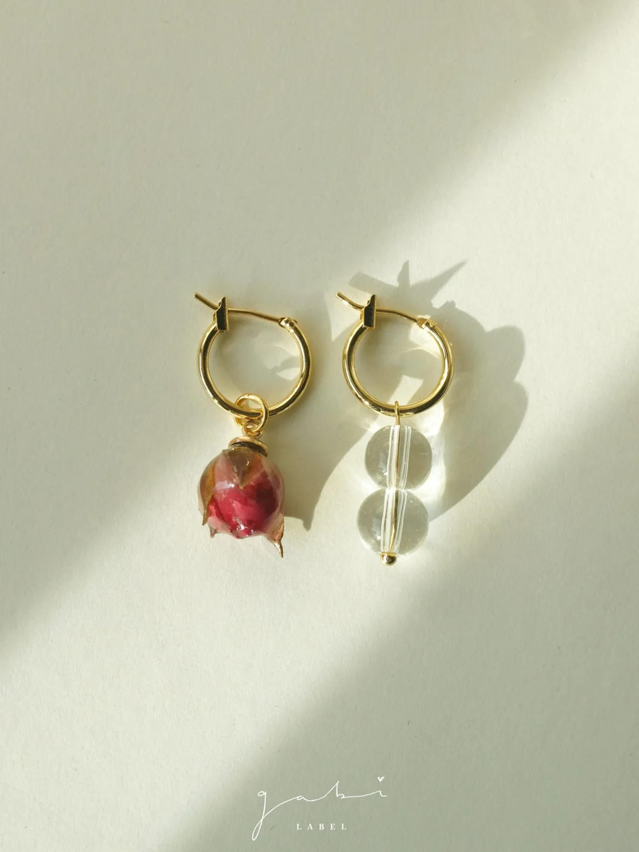 Rose & Glass Mismatched Hoops