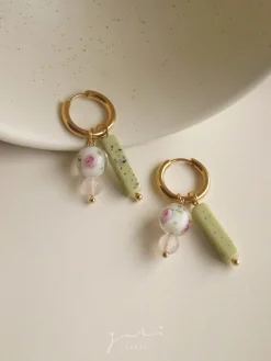 Rose Matcha Hoop Earrings