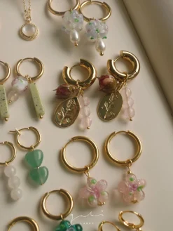 Rose Matcha Hoop Earrings