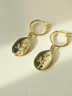 Rose Pendant Hoop Earrings