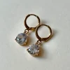 Round Gemstone Huggies - Clear