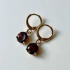 Round Gemstone Huggies - Ruby Red