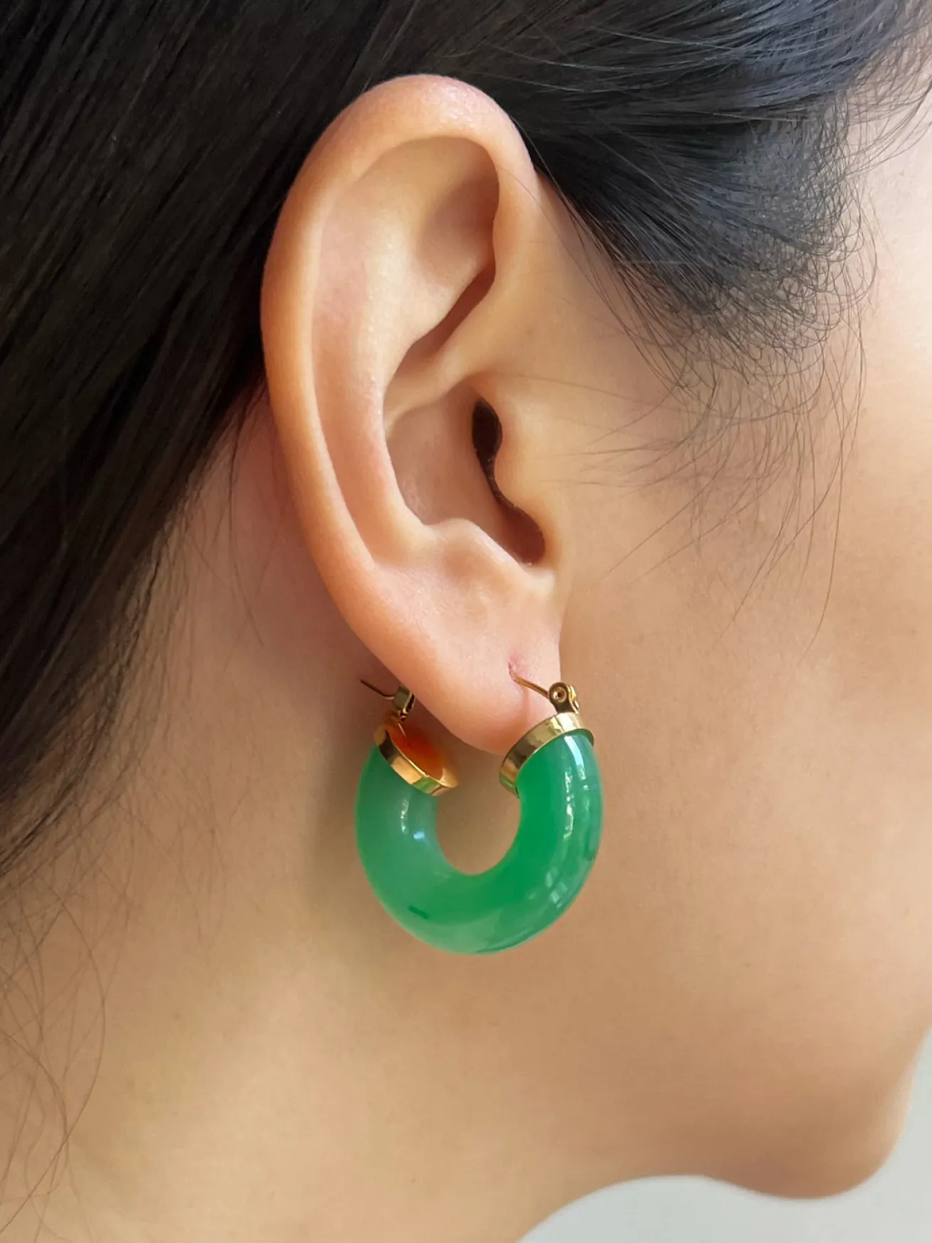 Round Resin Hoops - Jade Green