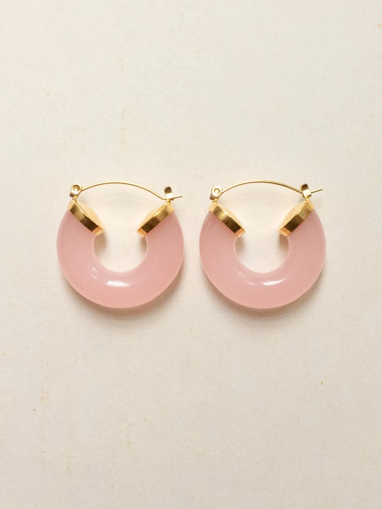 Round Resin Hoops - Rose Quartz