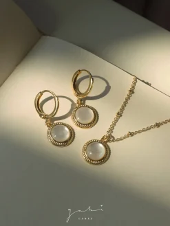 Round Shell Pendant Huggies