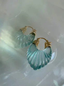 Sculptural Hoops - Aqua