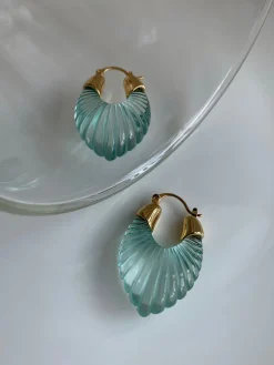 Sculptural Hoops - Aqua