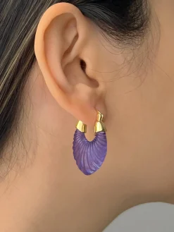 Sculptural Hoops - Blue Violet