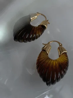 Sculptural Hoops - Brown