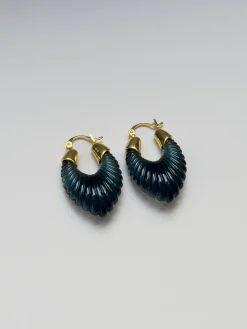 Sculptural Hoops - Dark Blue