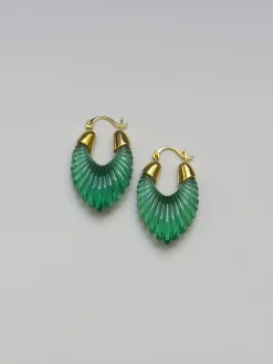 Sculptural Hoops - Emerald Green