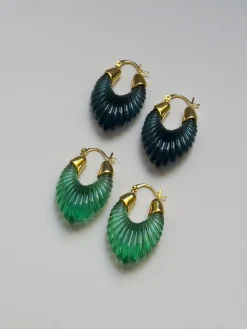 Sculptural Hoops - Emerald Green