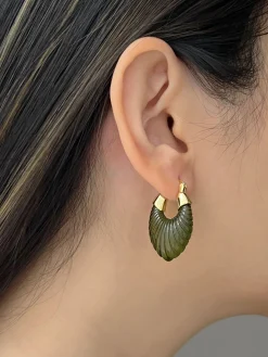 Sculptural Hoops - Moss Green