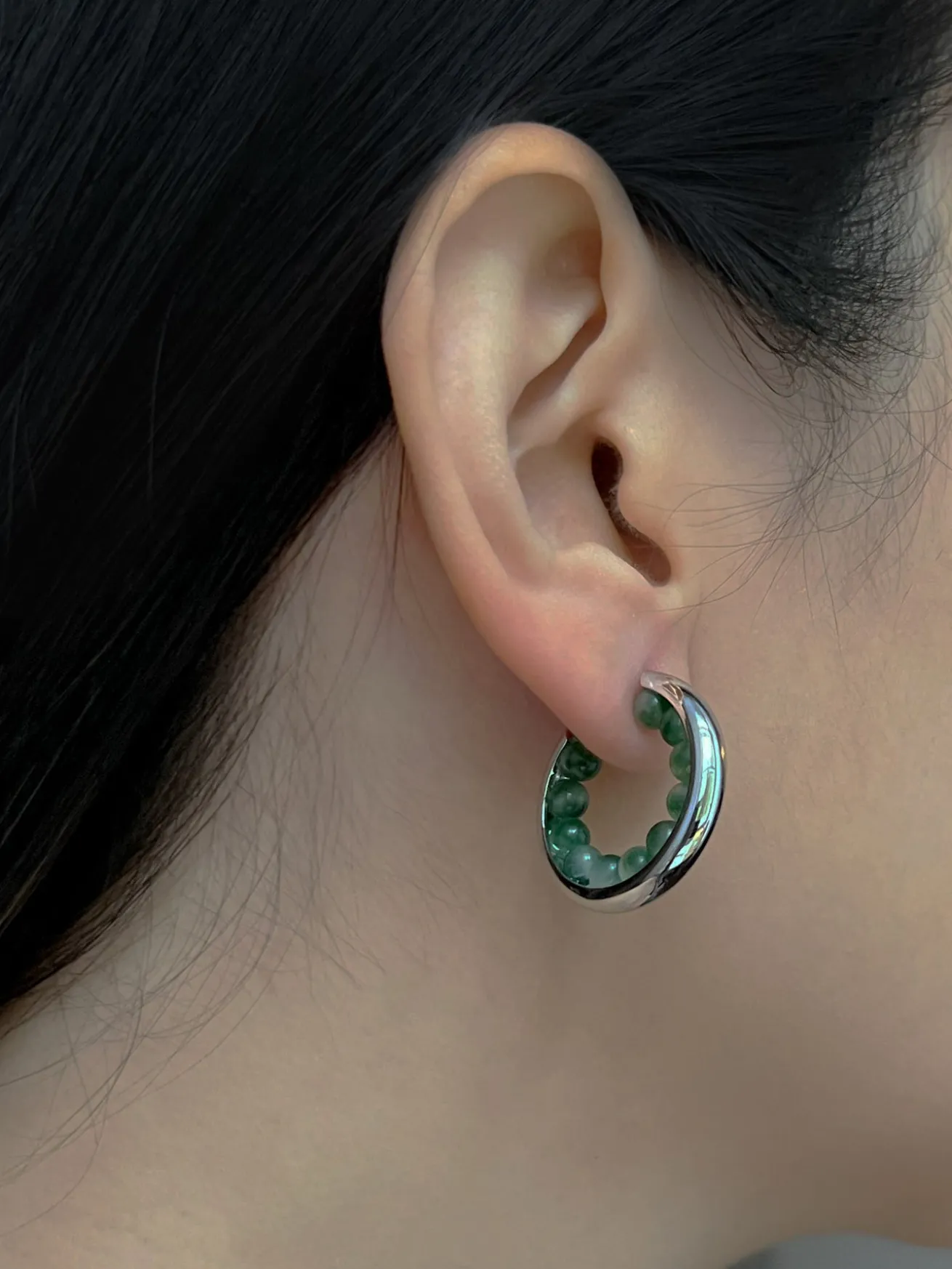 Sea Abalone Hoops - Silver