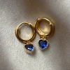 Secret Treasure Heart Gemstone Huggies - Royal Blue