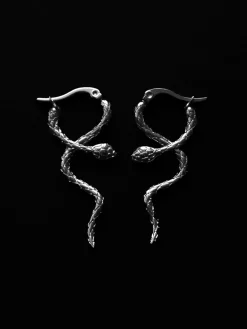 Serpent Snare Earrings - Silver