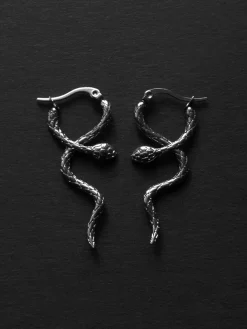 Serpent Snare Earrings - Silver