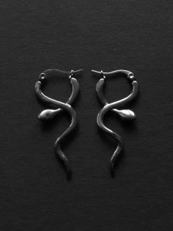 Serpent Snare Earrings - Silver