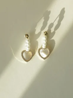 Shell Heart with Pearl Earrings