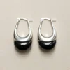 Silver Lucite Hoops - Black