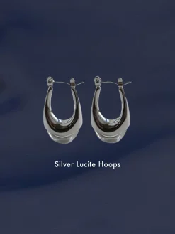 Silver Lucite Hoops - Transparent