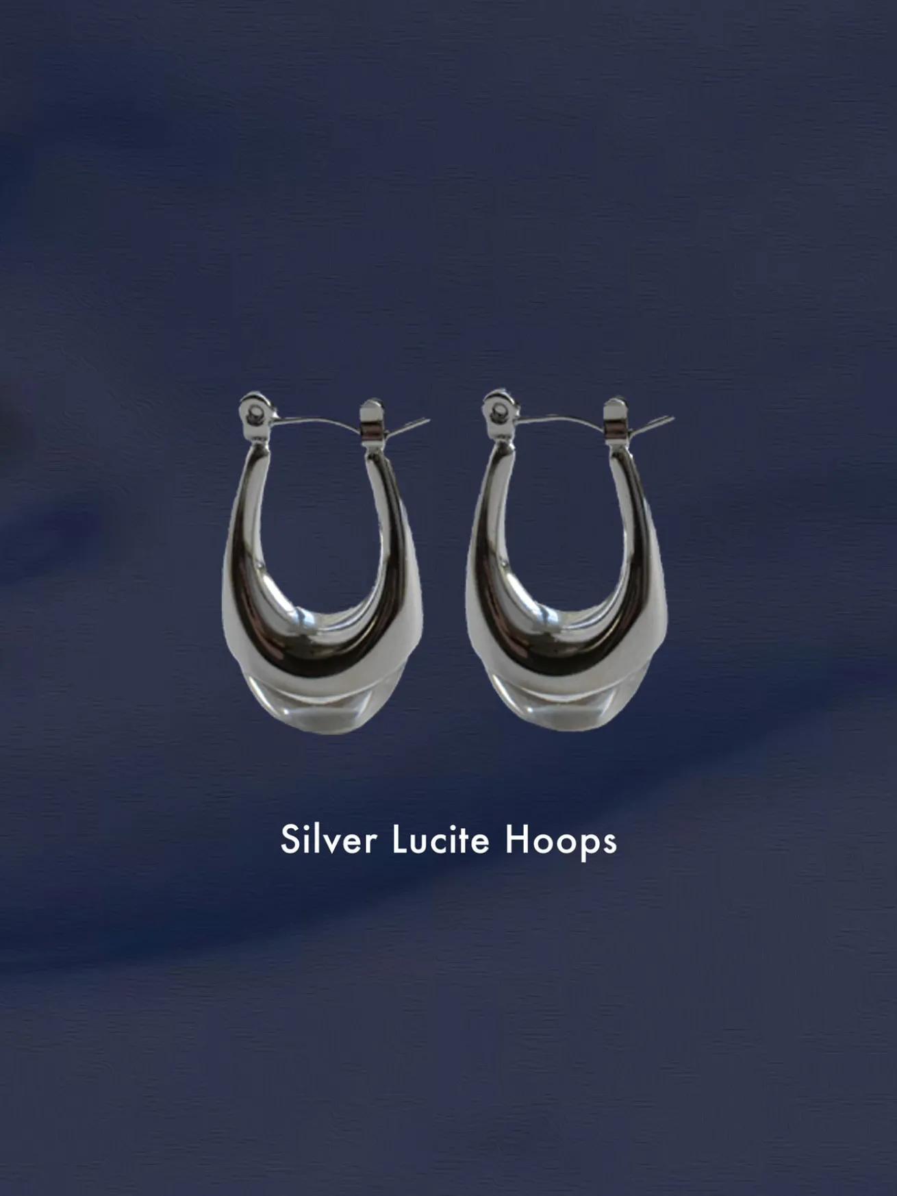 Silver Lucite Hoops - Transparent