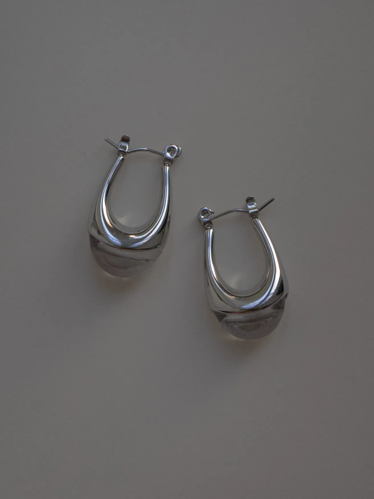 Silver Lucite Hoops - Transparent
