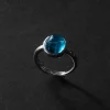 Silver Ring with Aqua Pendant