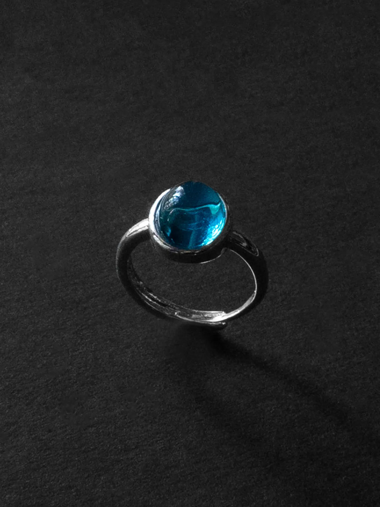 Silver Ring with Aqua Pendant
