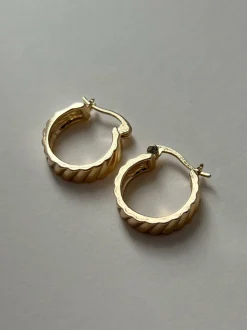 Small Wave Gold Hoops