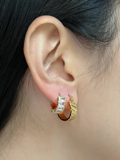 Small Wave Gold Hoops