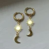 Starburst Crescent Moon Hoops