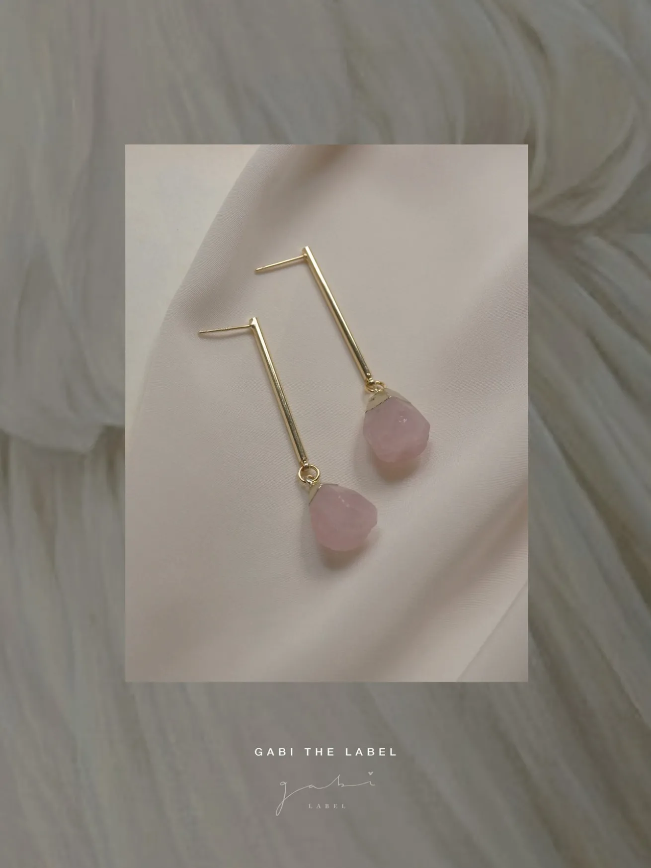 Stone Earrings - Blush Pink *18K Gold-plated