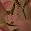 Sun-Moon Gemstone Chunky Hoops - Blue
