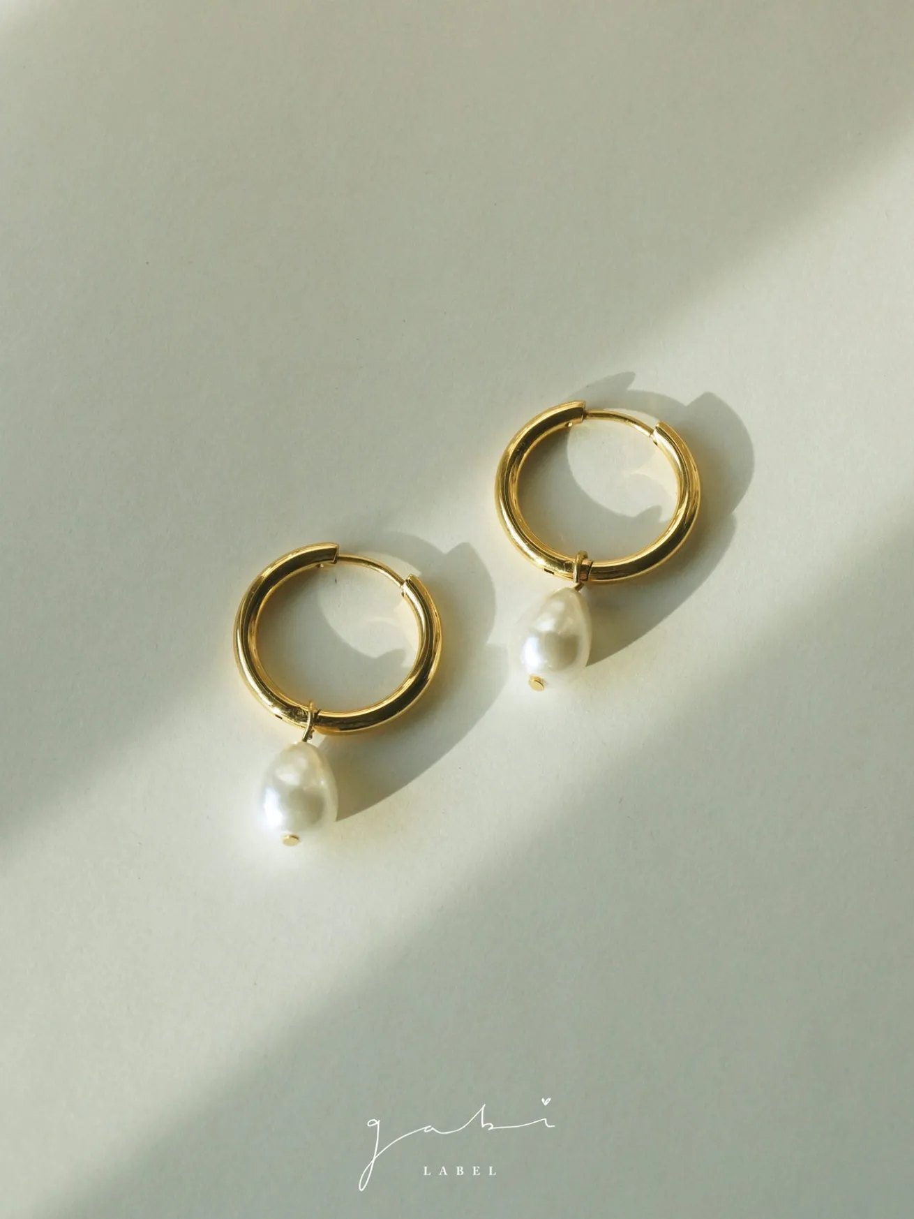 Teardrop Pearl Stainless Steel Hoops