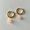 Teardrop Stainless Steel Hoops - Rose Quartz