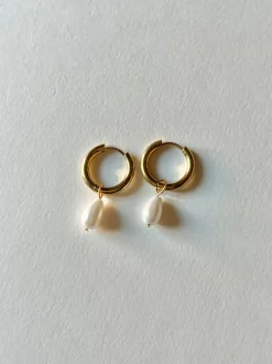 Teardrop Stainless Steel Hoops - Pearls Mini